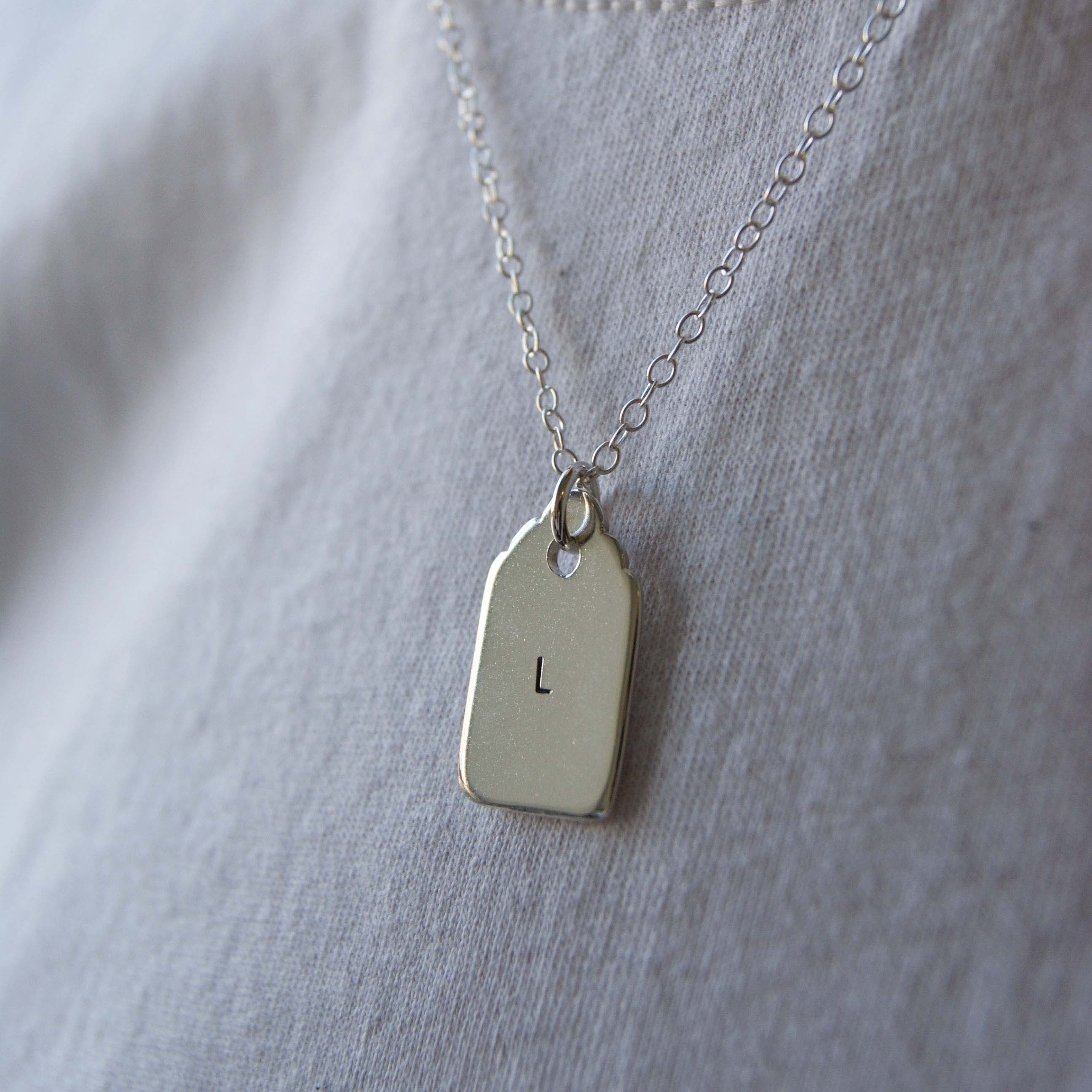 Mini dog outlet tag initial necklace