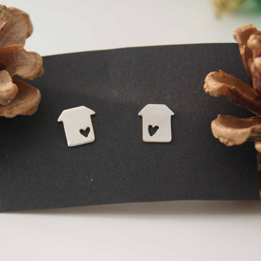 House Stud Earrings - Silver